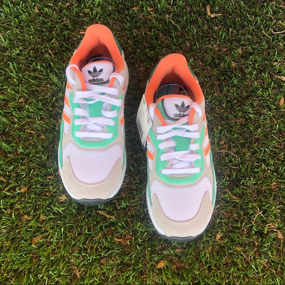adidas Sunset Blaze/Green/Orange shoes size 2.5 - Picture 2 of 7